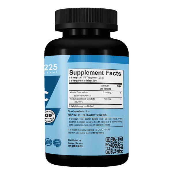 Вітамін С содіум аскорбат 225 г. в порошку GARO Nutrition GN-VIT-C-POW-225P фото