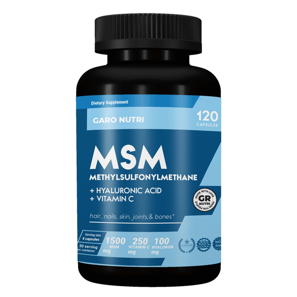 МСМ для суглобів з гіалуроновою кислотою 1830 мг. GARO Nutrition 120 капсул GN-MSM+C+H-120 фото