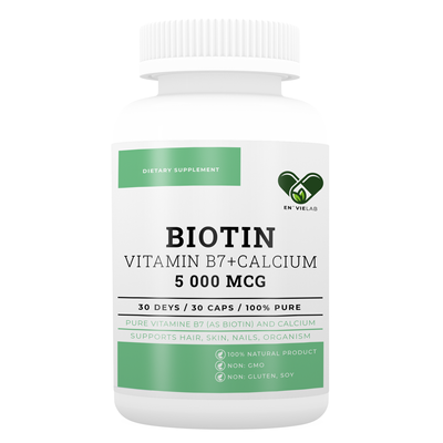 Біотин для волосся 5000 mcg. En`vie Lab (30 капсул) EL-VIT-BIOTIN-5000 фото