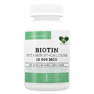 Біотин для волосся 10 000 mcg. En`vie Lab (30 капсул) EL-VIT-BIOTIN-10000 фото